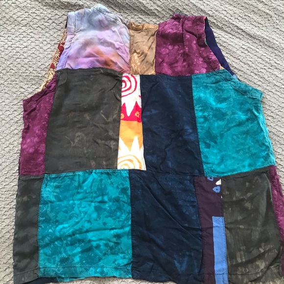 Fun patchwork tie dyed festival shirt in EUC - Picture 2 of 7